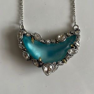 Alexis Bittar Blue Lucite and White Gemstone Necklace